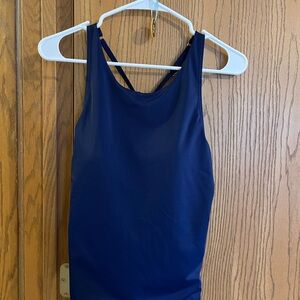 NWT Lands’ End Sz 12 Tugless High Neck Strapped Back Tankini Swim Top